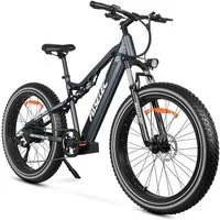 Vankel E-Bike Mountainbike TX19 PlusE-Fahrrad Damen u. Herren 921WH Pedelec, 48V 19,2AH 100 km, Kettenschaltung, Heckmotor, 921,6 Wh, (Beleuchtungsset mit Batterieladegerät, Batterieschlüssel, Werkzeug), 26" Fatbike 9-Gang & 48V Akku für Offroad Shim
