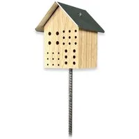 gartenetage Insektenhotel Wildbienenhotel mit Metalldach, Naturbelassenes, massives Insektenhaus/Nisthilfe & Artenschutz