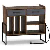 COSTWAY Sideboard, Plattenspieler Tisch, Schallplattenregal mit Steckdosen