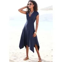 Beachtime by Lascana Jerseykleid mit asymmetrischem Zipfelsaum und Schleife in der Taille, elegant Leichtes Sommerkleid, Strandkleid, Viskosekleid, Basickleid