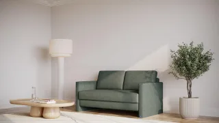 BRUNO Schlafsofa 140cm in Forest Green Grün | Schmal | stabiles Massivholz & Boxspringkomfort