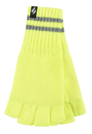 Herren gestrickt fingerlose reflektierende Handschuhe für Winter | Wärmehalter | Thermal Hi Viz Arbeitshandschuhe - gelb