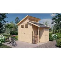 BERTILO Gartenhaus Studio Set 2, in verschiedenen Farben, BxT: 328x240 cm, mit Doppelpultdach, Oberlicht und Dachverlängerung + Wandschrank
