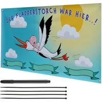 Makai Dekoobjekt Banner Plakat zur Geburt Storch Geschenk