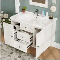 Celya Waschbeckenunterschrank Waschtischunterschrank mit Schubladen und Türen Badezimmerschrank (Mit Keramik-Waschbecken) wandhängend,Viel Stauraum,Wasserdichte Oberfläche,78,5 × 46 × 46,8 cm