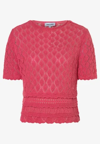 MORE & MORE - femininer Ajour-Pullover lila - Gr. - 38