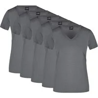 James & Nicholson T-Shirt 5er-Pack tailliertes Damen T-Shirt aus Funktionspolyester JN735 (Spar-Set, 5er-Pack) Sportshirt mit V-Ausschnitt