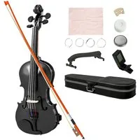 kowdom Violine 4/4 Geige Set Erwachsene Anfänger Massivholz mit Etui Zubehör, klassisch, elegant, komplett montiert, sofort spielbereit, komplett montiert, sofort spielbereit, Massivholz, komplettes Set, leichtes Etui