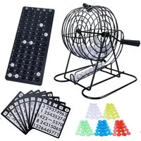 OSTWOLKE Spiel Bingospiel mit Lostrommel Metalltrommel Set 75 Bingo Kugeln