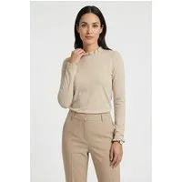 RICHROYAL Langarmshirt 2409 O Slub F LS mit Rüschenkante an Ausschnitt und Ärmelsaum