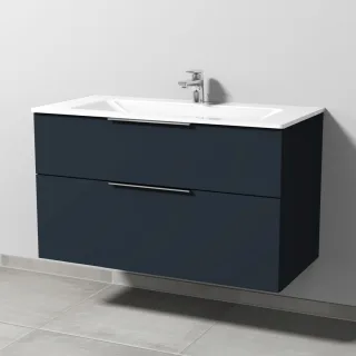 Sanipa 3way Glas-Set Glas-Waschtisch und Unterbau mit 2 Auszügen, Marine-Matt UP2041R