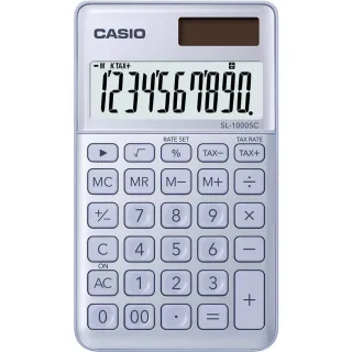CASIO Taschenrechner SL-1000SC 10-stellig stylische Farben Steuerberechnung Aluminiumfront Solar-/Batteriebetrieb