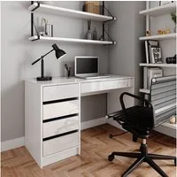 Vicco Schreibtisch Sherry, Weiß, 55 x 120 cm mit Schubladen (1-St)