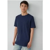 s.Oliver Kurzarmshirt T-Shirt Flammgarn-T-Shirt mit Brusttasche und offenen Kanten