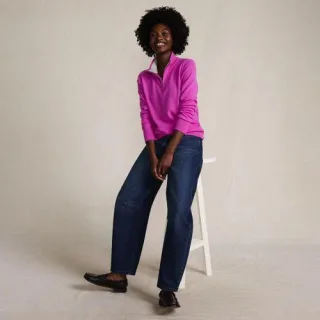 Kaschmir-Pullover mit Reißverschluss, Damen,  Pink, Kaschmir, by Lands' End