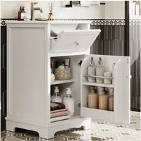 Flieks Waschtisch Waschbeckenunterschrank inkl. Keramik-Waschbecken (bodenstehend, Badschrank mit verstellbarer Einlegeböden, 1-St., B51/T46/H87 cm), Badmöbel-Set Badzimmerschrank mit Klappen und Türablagen Weiß