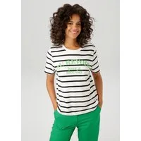 Aniston CASUAL T-Shirt im Streifen-Dessin mit Statement-Schriftzug