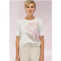 bianca Print-Shirt DINIA mit pastelligem Frontmotiv und Kordelapplikation