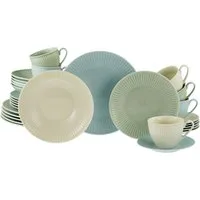CreaTable Kombiservice Valencia Pastell, Kombi-Service 30-tlg (30-tlg), 6 Personen, Porzellan, Elegant, Boho Chic