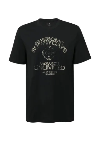 Q/S designed by - T-Shirt mit platziertem Druck schwarz - Gr. - XL