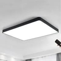 JDONG LED Deckenleuchte dimmbar mit Fernbedienung Rechteckig Weiß/Schwarz 65*43*5CM, LED fest integriert, Deckenlampe 72W, für Wohnzimmer Schlafzimmer Esszimmer Arbeitszimmer Balkon Büro
