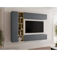 MIRJAN24 Wohnwand Kodita, (Komplett-Set, 3x Hängeschrank, Regal), 224x33x160 cm