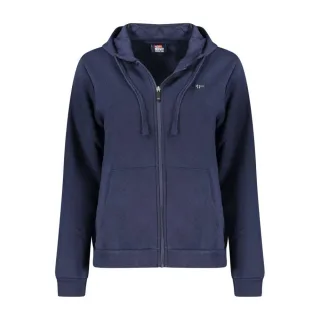 Norwegen 1963 Blauer Baumwoll-Damenpullover mit Kapuze und Reißverschluss
