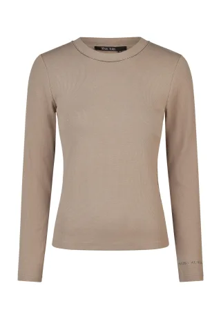 Marc Aurel - Rippshirt mit Schmuckband taupe - Gr. - 34