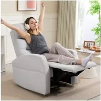 HOMCOM Relaxsessel Fernsehsessel, TV-Sessel mit Fußteil, Leinenoptik, bis 150 kg (moderner Polstersessel, 1-St., Verstellbarer Relaxsessel mit Fußstütze), für Wohnzimmer, Schlafzimmer, Hellgrau
