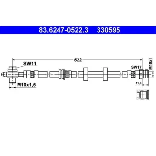 ATE Bremsschlauch vorne Seat Skoda VW 83.6247-0522.3