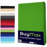 Buymax Spannbettlaken Topper, Spannbetttuch für Topper bis 12 cm Höhe, 100% Baumwolle Jersey, Jersey, Gummizug: Rundumgummi, (1 Stück), Pflegeleicht und Atmungsaktiv, in Verschiedenen Farben und Größen
