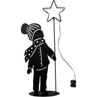 Spetebo LED Dekofigur LED Metall Weihnachts Aufsteller Kind mit Stern - 60 cm, Timer, LED fest integriert, warm weiß, Deko Silhouetten Bild warmweiß beleuchtet mit Timer Batterie