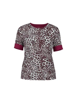 Marc Cain Sports - Rippstrick Shirt mit Leo Print rhododendron - Gr. - 38