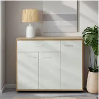 CARO-Möbel Kommode ESTELLE, Sideboard ESTELLE Mehrzweckschrank, 3 Türen und 1 Schublade, 88 cm bre