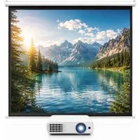 Mucola 110" Projektionsleinwand 203CM Beamerleinwand Rolloleinwand Heimkino Motorleinwand (3-Schicht Gewebetuch)