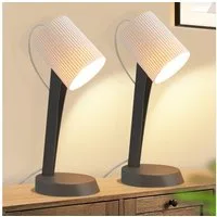 ZMH Tischleuchte Modern Nachttischlampe mit Kabel Wohnzimmer mit Kippschalter, HochwertigeDesign, ohne Leuchtmittel, 2er Set Kleine E14 Nachttischlampe für Esstisch Schlafzimmer