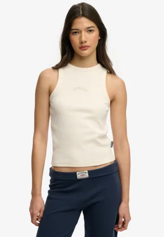 Superdry - Essential Logo Racer Tanktop wüstenknochen wollweiß - Gr. - 14