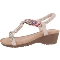 Ital-Design Damen Freizeit Keilsandalette (86016742) Keilabsatz/Wedge Keilsandaletten in Beige