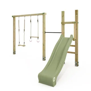 Stabile Garten-Schaukel mit Rutsche - Aero Flow Klettergerüst für Kinder - Massivholz Premium Pfosten 11x11 cm - Inklusive Anker-Set von Wickey