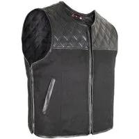 MDM Motorradweste Motorradweste Herren Schwarz Clubstyle Jeans Leder Steppung Diamond Steppung, Denim Leder Mix, YKK Zipper, Clubstyle