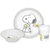 Geda Labels GmbH Kindergeschirr-Set Kindergeschirr Snoopy Cute & Cuddly 3teilig PP, 1 Personen, PP, mit bedruckter Kartonverpackung