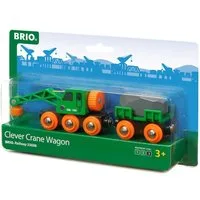 BRIO® Spielzeugeisenbahn-Lokomotive World Waggon Grüner Kranwagen mit Anhänger und Fracht 4 Teile 33698