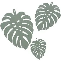 UNUS HOME Wanddekoobjekt Monstera Blätter aus Metall (3 St., 3er Set, Grün), Stilvolle Wanddekoration für Innen- und Außenbereiche