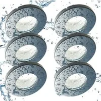 TRANGO Einbauleuchte, 6er Set 6729IP65-061-AK Einbaustrahler IP65 in Anthrazit matt Rund Badleuchte Bad Einbauleuchte, Deckenspots, Einbauspots, Deckenleuchte incl. 6x GU10 Lampenfassung, besten geeignet für Bad, Sauna, Außen, Feuchtraum
