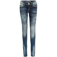 Cipo & Baxx Slim-fit-Jeans Jeans mit auffällig farbigen Ziernähten, WD256