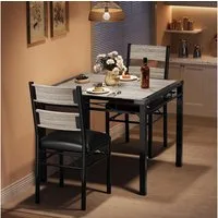 GarveeMore Essgruppe Esstisch und Polsterstühle für 2 Personen,Modernes, Eckenschoner, (3-tlg), Küchentisch 74 x 74 x 75 cm, Stühle 40 x 45 x 91 cm