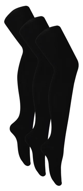 3 Paar Damen-Bambus-Strumpfhosen | Sock Snob | Weiche einfarbige blickdichte Strumpfhosen | Warme schwarze Strumpfhosen - Schwarz