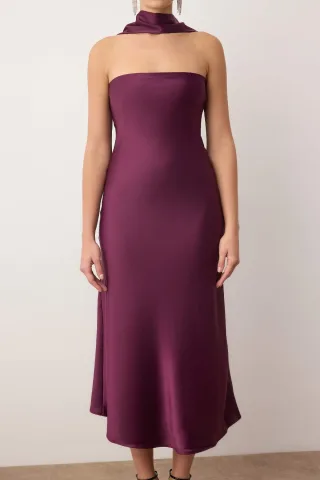 Lila, gerades, ärmelloses, elegantes Maxikleid für Damen/Abendkleid