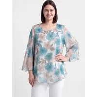 PEKIVESSA Tunika Elegante Chiffon-Kurztunika mit Blumenmuster