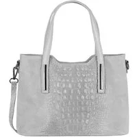 ITALYSHOP24 Schultertasche Made in Italy Damen echt Leder Henkeltasche Shopper Lederhandtasche, Kroko Muster, Italienische Umhängetasche Cross Over Body Bag, Premium